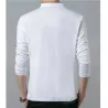 Elegantes T-Shirt - Langarm - Stehkragen mit Knöpfen - Baumwolle