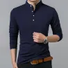 CamisetasCamiseta elegante - manga larga - cuello mao con botones - algodón