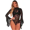 Sexy bodysuit - bloemenkant - met halve col - lange mouw - open rugBlouses & overhemden