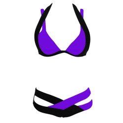 Sexy two-piece bikini set - neck tied-up - two-color