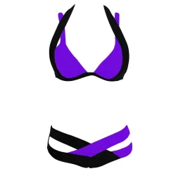 Sexy zweiteiliges Bikini-Set - Hals gebunden - zweifarbig