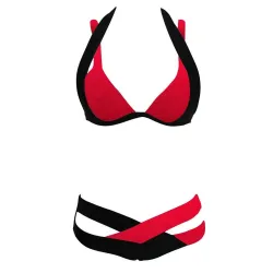 Sexy tweedelige bikiniset - nek vastgebonden - tweekleurigBadkleding