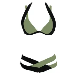 Sexy zweiteiliges Bikini-Set - Hals gebunden - zweifarbig