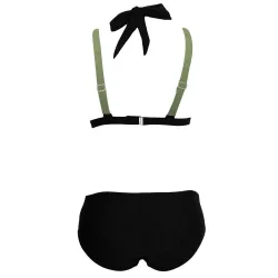 Seksowny dwuczęściowy komplet bikini - wiązany na szyję - dwukolorowyStroje Kąpielowe