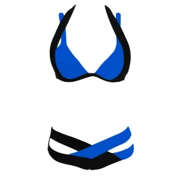 Sexy zweiteiliges Bikini-Set - Hals gebunden - zweifarbig