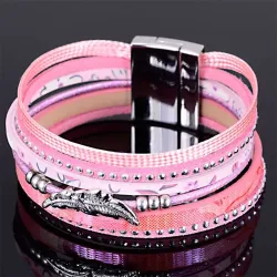 Mehrschichtiges Armband - mit Kristallen / Magnetschnalle