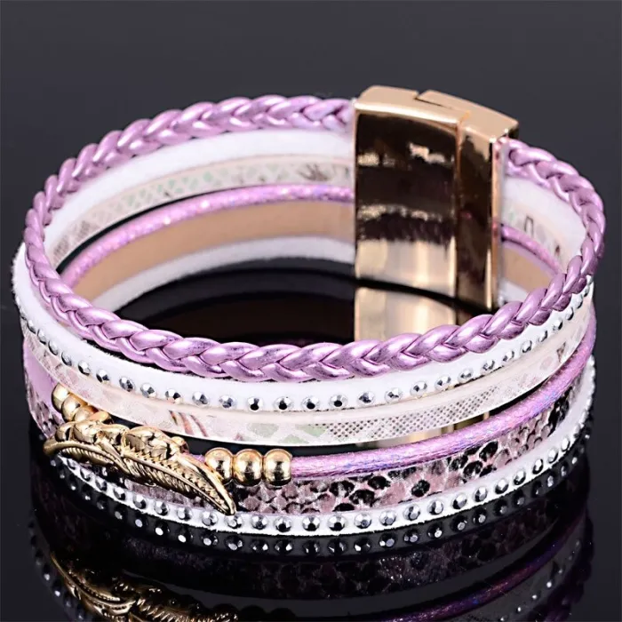 Mehrschichtiges Armband - mit Kristallen / Magnetschnalle