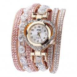 Luxurious multilayer crystal bracelet - with a watch