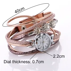 Vintage Multilayer-Armband - mit runder Uhr / Kristallen