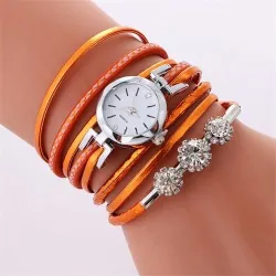 Vintage meerlaagse armband - met een rond horloge / kristallenArmbanden