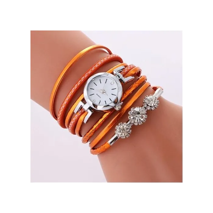 Vintage meerlaagse armband - met een rond horloge / kristallenArmbanden