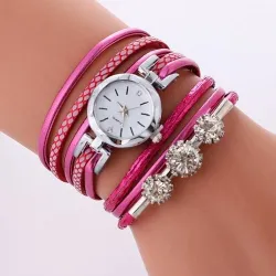 Vintage meerlaagse armband - met een rond horloge / kristallenArmbanden