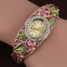 Elegante kristallen armband - met horloge - kleurrijke bloemen - uitgehold ontwerpArmbanden