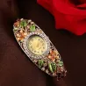 Elegante kristallen armband - met horloge - kleurrijke bloemen - uitgehold ontwerpArmbanden