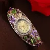 Elegantes Kristallarmband - mit Uhr - bunte Blumen - ausgehöhltes Design