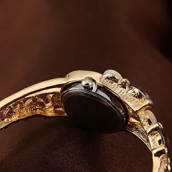 Elegancka kryształowa bransoletka - z zegarkiem - kolorowe kwiaty - wydrążony wzórBransoletki