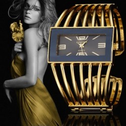 Luksusowa bransoletka z prostokątnym zegarkiem - otwarty wzórBransoletki