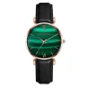 Luxe horloge met groene steen - roestvrij staal / leerHorloges