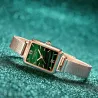 Elegante Uhr / mit Armband - mit grünem Stein - Edelstahl / Leder