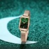 Elegant watch / with bracelet - with a green stone - stainless steel / leather
