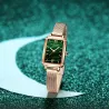 Elegante Uhr / mit Armband - mit grünem Stein - Edelstahl / Leder