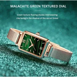 Elegant horloge / met armband - met groene steen - roestvrij staal / leerArmbanden