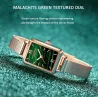 Elegant watch / with bracelet - with a green stone - stainless steel / leather