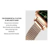 Elegante Uhr / mit Armband - mit grünem Stein - Edelstahl / Leder