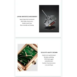 Elegant horloge / met armband - met groene steen - roestvrij staal / leerArmbanden