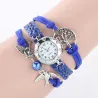 Mehrschichtiges Retro-Armband mit Uhr - Vögel / Lebensbaum