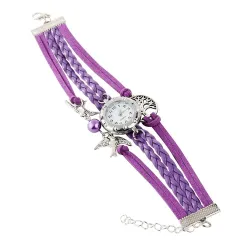 Mehrschichtiges Retro-Armband mit Uhr - Vögel / Lebensbaum