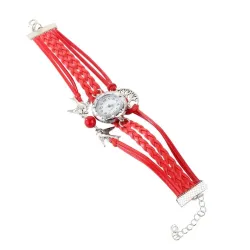 Mehrschichtiges Retro-Armband mit Uhr - Vögel / Lebensbaum
