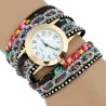 Meerlaagse bloemenarmband - met een rond quartz horlogeArmbanden