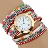 Mehrschichtiges Blumenarmband - mit einer runden Quarzuhr