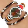 PulseraGnova - platinum Quartz watch - with three-layer genuine leather strap