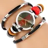 Gnova - platina quartz horloge - met drielaags echt lederen bandArmbanden