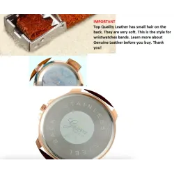 Gnova - platina quartz horloge - met drielaags echt lederen bandArmbanden