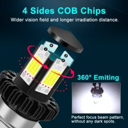 Motorradscheinwerfer LED-Glühbirne - 6000K weiß - BA20D / H4 - Hi Lo beam - 12V - 1200LM