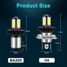 Motor koplamp LED lamp - 6000K wit - BA20D / H4 - Hi Lo beam - 12V - 1200LMH4