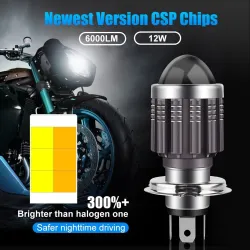 Motorcycle light bulb - H4 / BA20D / P15D - 12V - LED High / Low Beam - 1200LMLights