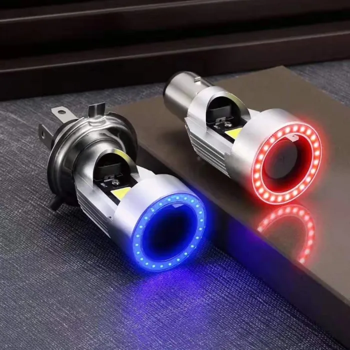 Motorrad / Auto Glühbirne - LED - DRL - Angel Eye - blau / pink - H4 - BA20D