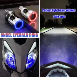 Motor / auto gloeilamp - LED - DRL - Angel Eye - blauw / roze - H4 - BA20DDagrijverlichting (DRL)