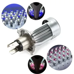 Motorcycle / car light bulb - LED - DRL - Angel Eye - blue / pink - H4 - BA20D