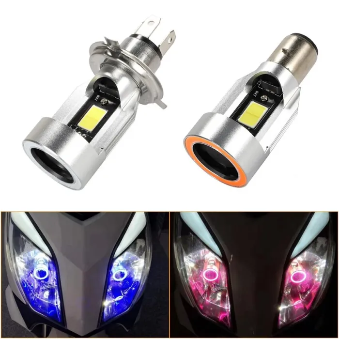 Motorrad Glühbirne - Angel Eye LED - rot / blau - H4 / BA20D