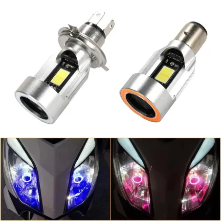 Motorrad Glühbirne - Angel Eye LED - rot / blau - H4 / BA20D