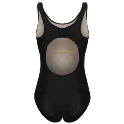 One piece swimming suit - black racer back - hollow-out