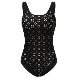 Zwempak uit één stuk - zwarte racerback - uitgeholdBadkleding
