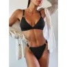 Sexy ribbed bikini set - push up - metal decorations