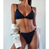 Sexy geribbelde bikiniset - push up - metalen versieringenBadkleding