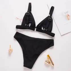 Sexy Ripp-Bikini-Set - Push-Up - Metallverzierungen
